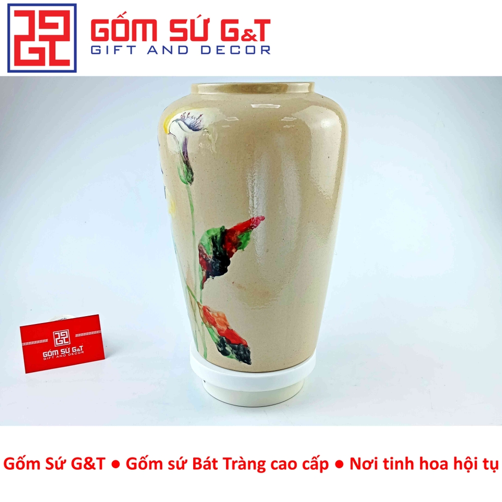 Lọ hoa thạp vẽ hoa loa kèn