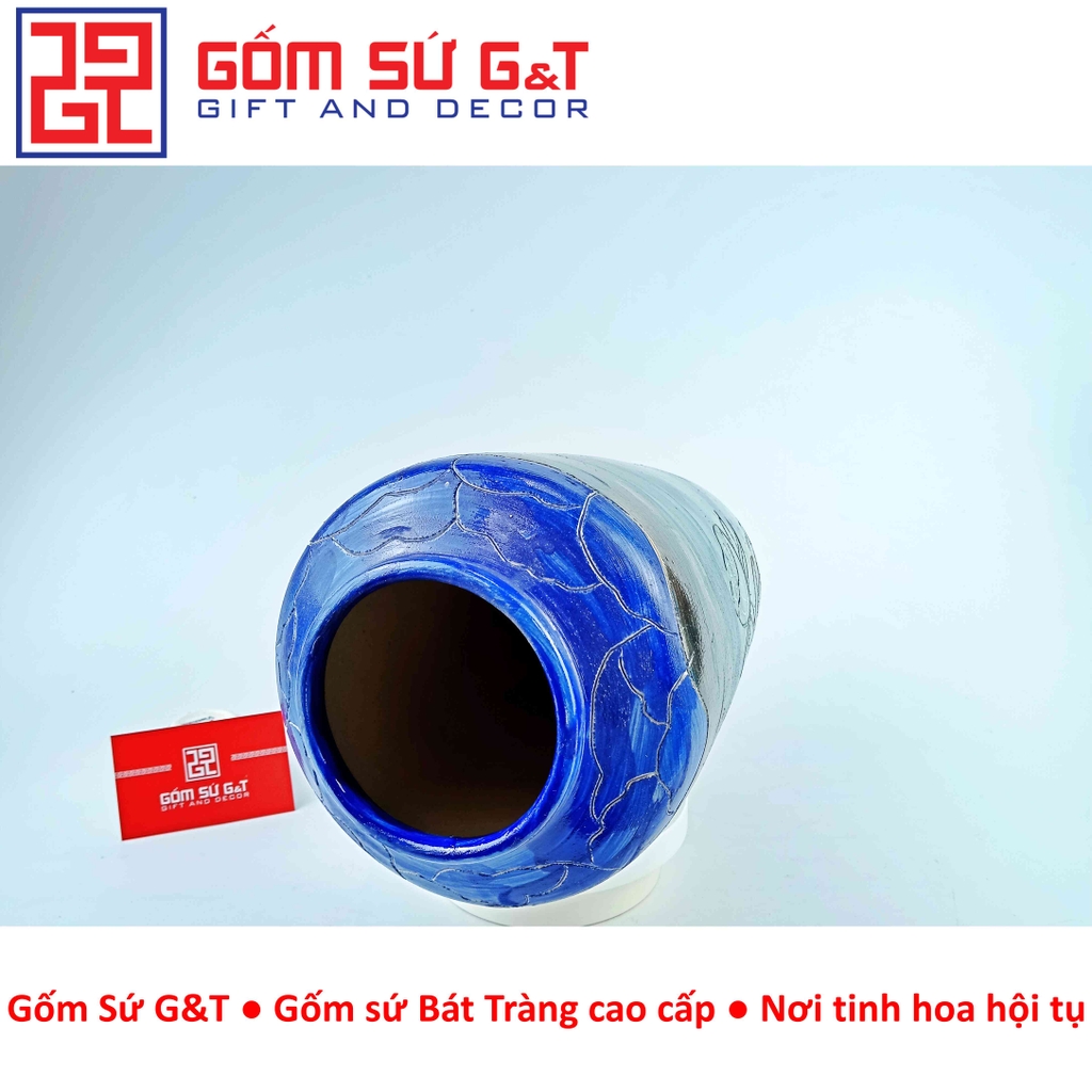Lọ hoa dáng vại khắc sen
