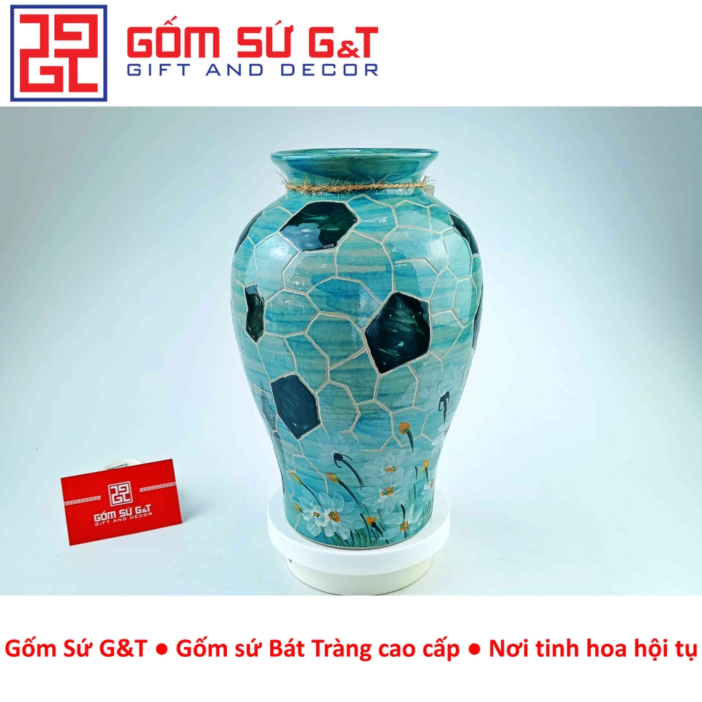 Lọ hoa đùi dế vẽ hoa hướng dương