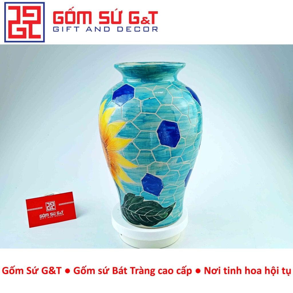 Lọ hoa đùi dế vẽ hoa hướng dương