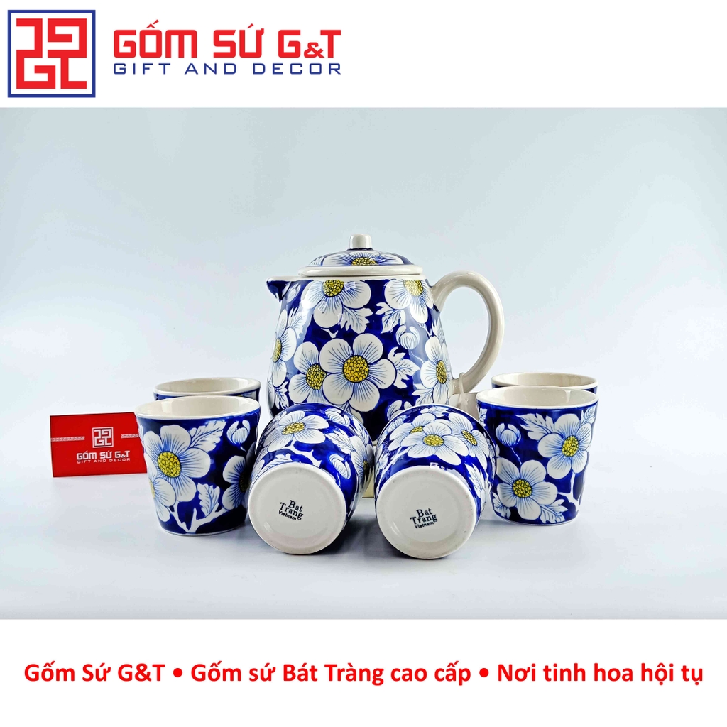 Bộ tích trà vẽ mai vàng băng xanh