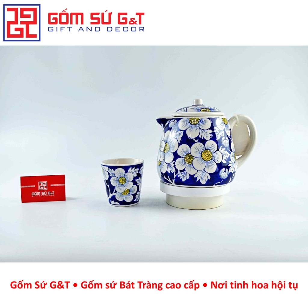 Bộ tích trà vẽ mai vàng băng xanh