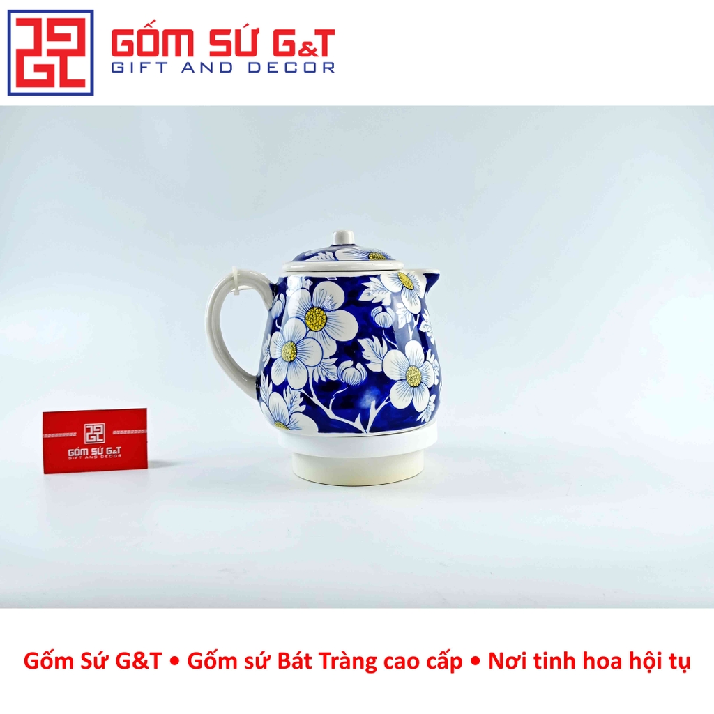 Bộ tích trà vẽ mai vàng băng xanh