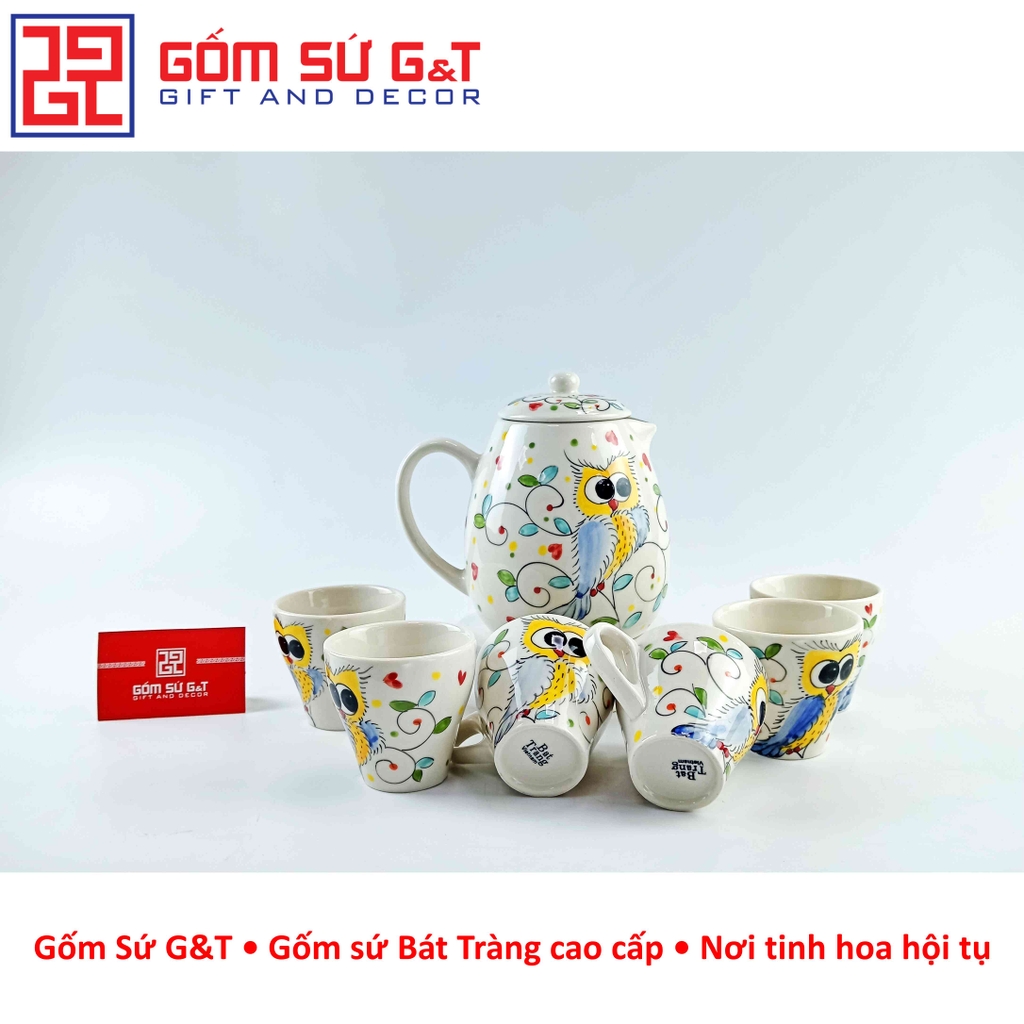 Bộ tích trà vẽ cú mèo