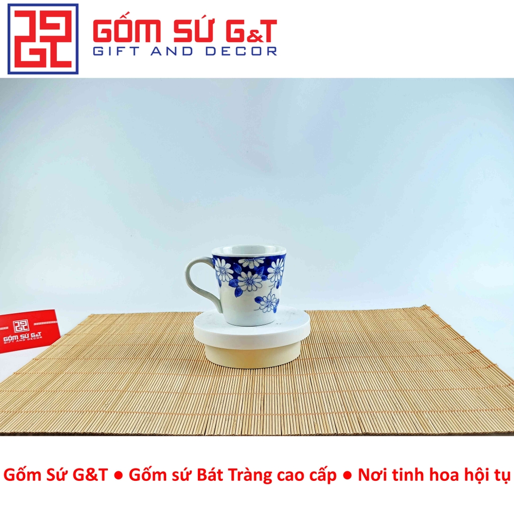 Cốc quai vẽ hoa đại thanh xanh