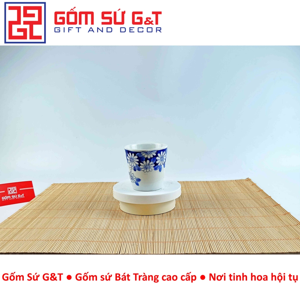 Cốc quai vẽ hoa đại thanh xanh