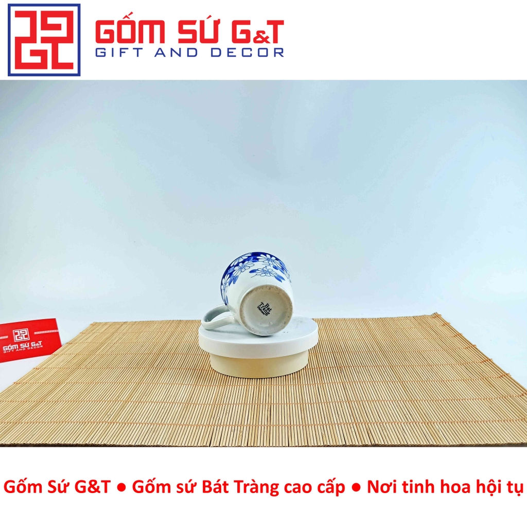 Cốc quai vẽ hoa đại thanh xanh