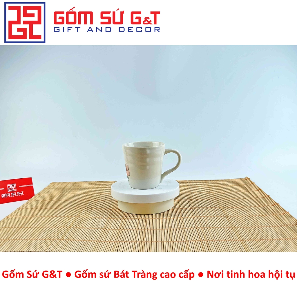 Cốc quai vẽ cúc đỏ