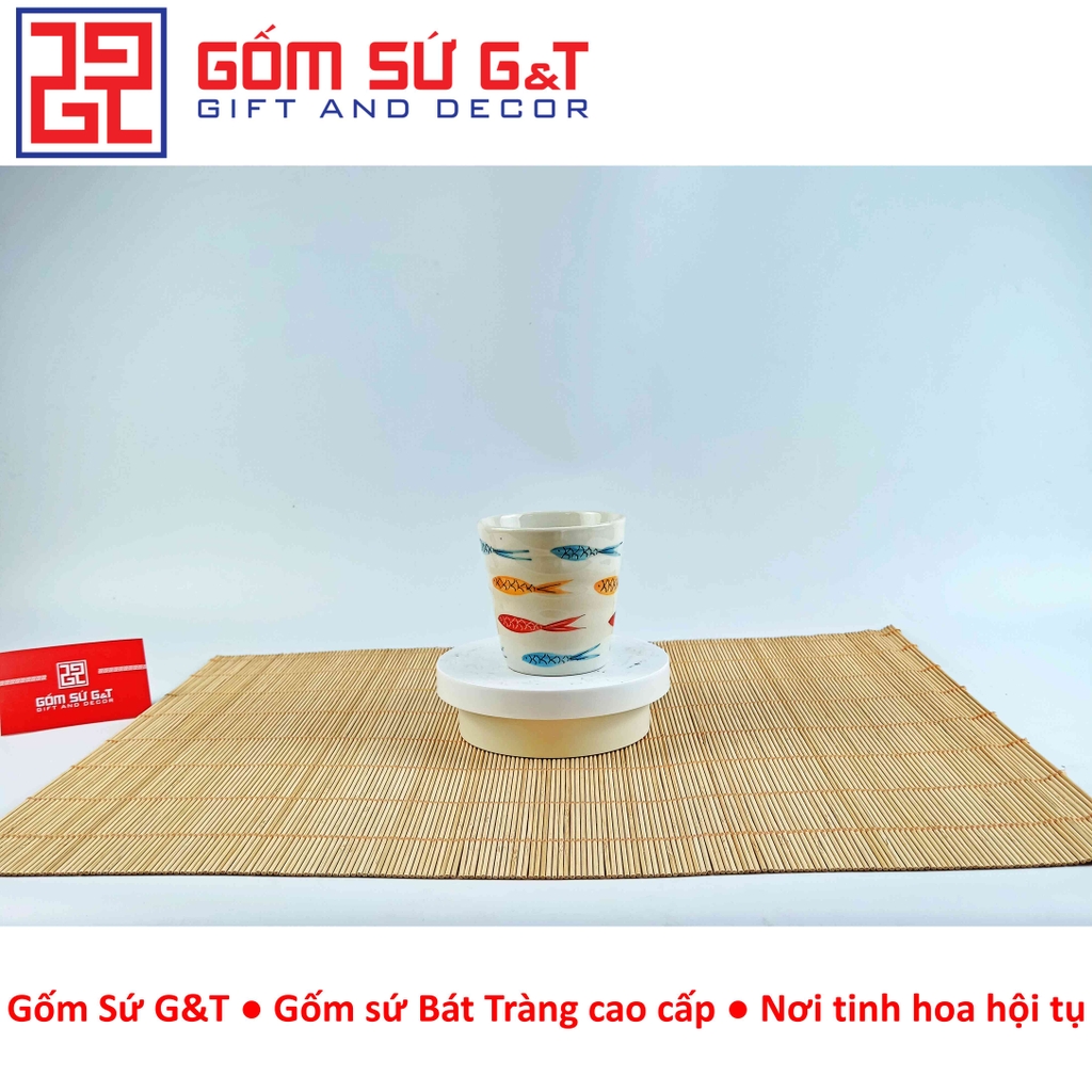 Cốc quai vẽ cá 3 màu