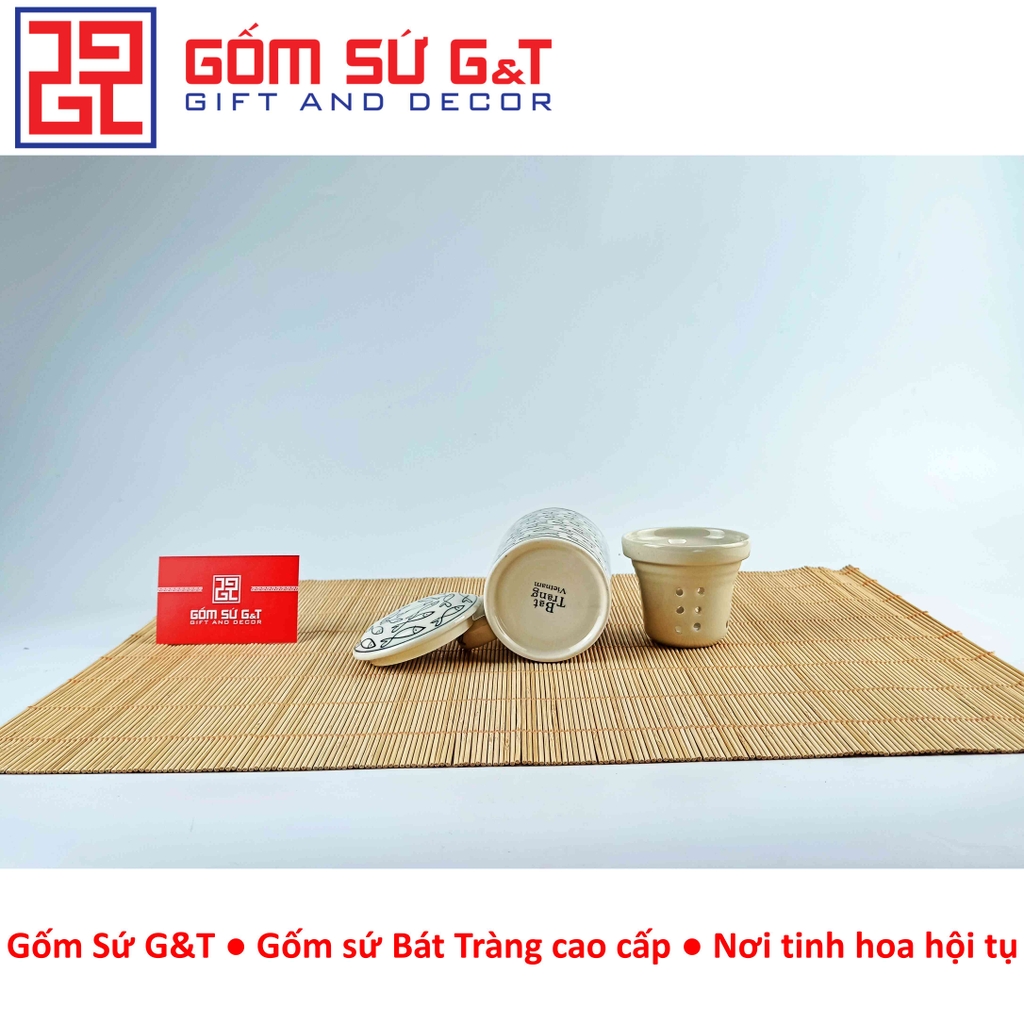 Cốc lọc trà vẽ cá đàn