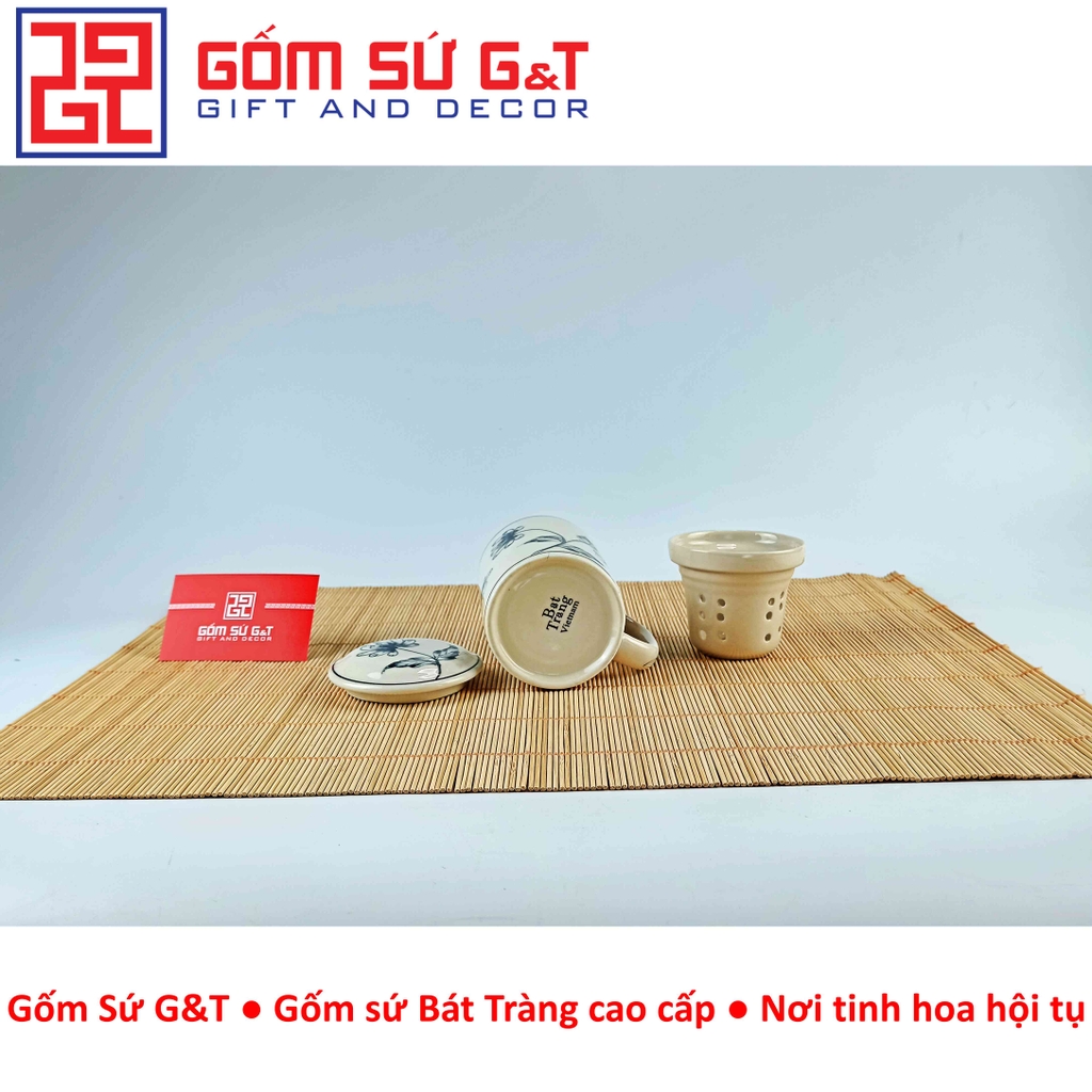 Cốc lọc trà vẽ hoa cúc tràm