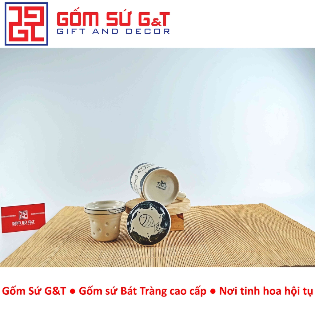 Cốc lọc trà vẽ cá
