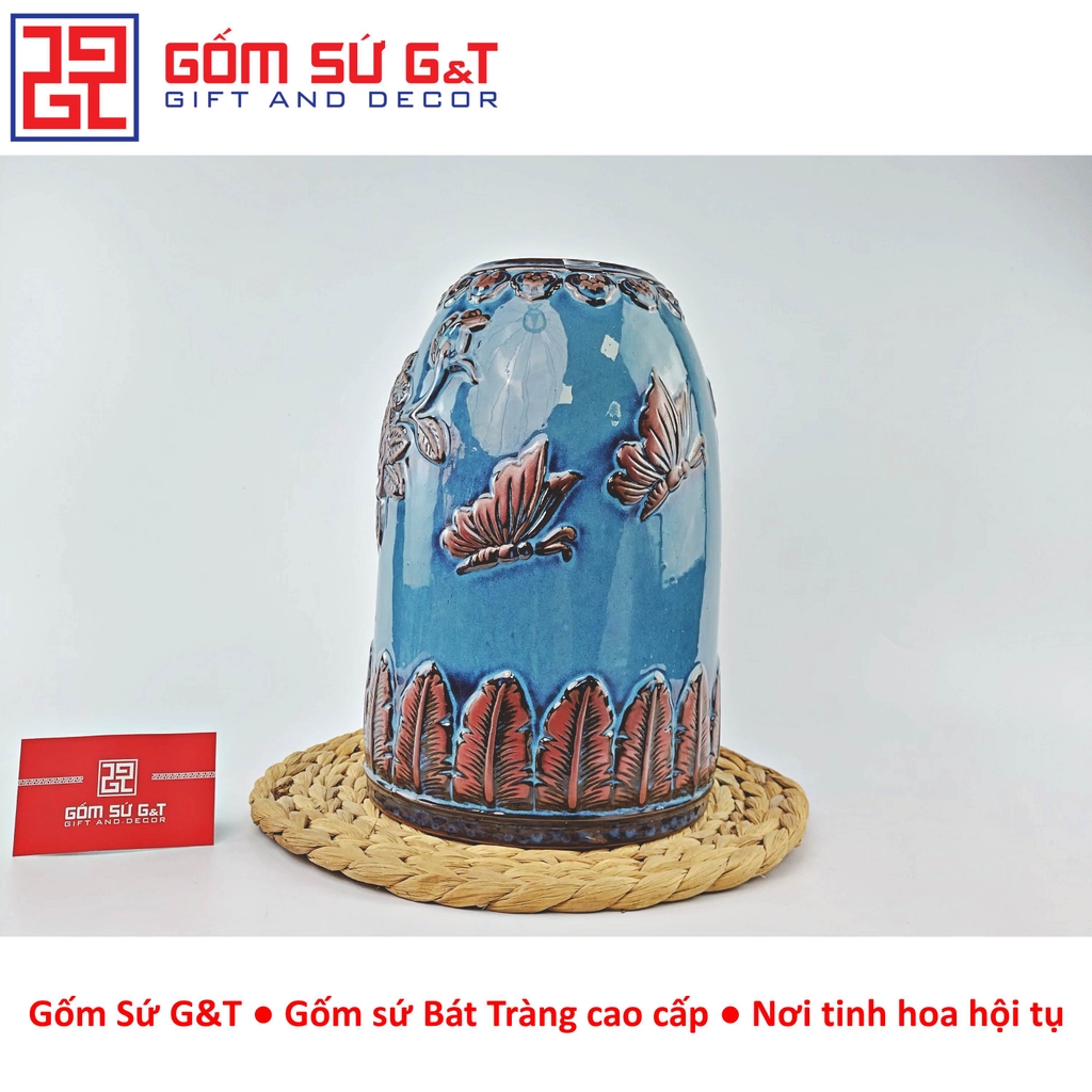 Lọ hoa hỏa biến dáng chuông khắc hoa hồng