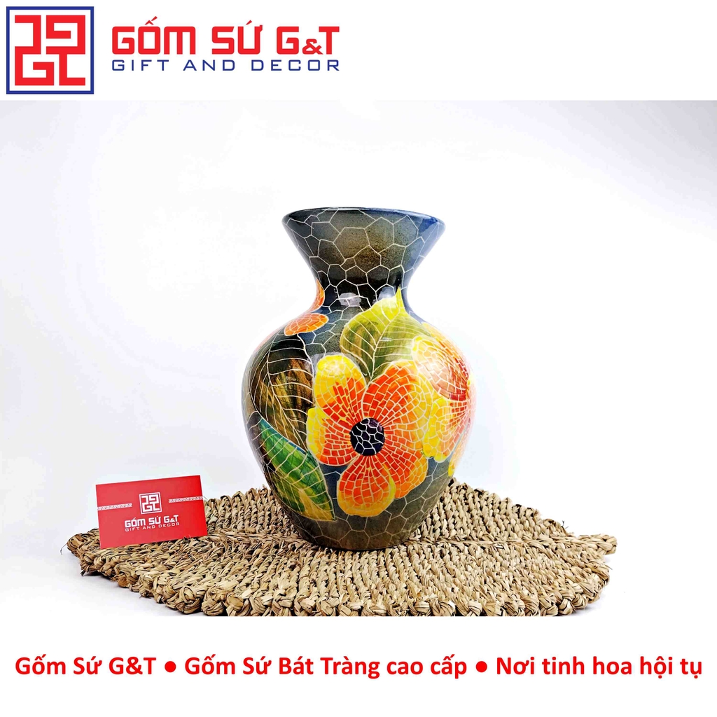 Lọ hoa Mosiac hoa hướng dương miệng loe