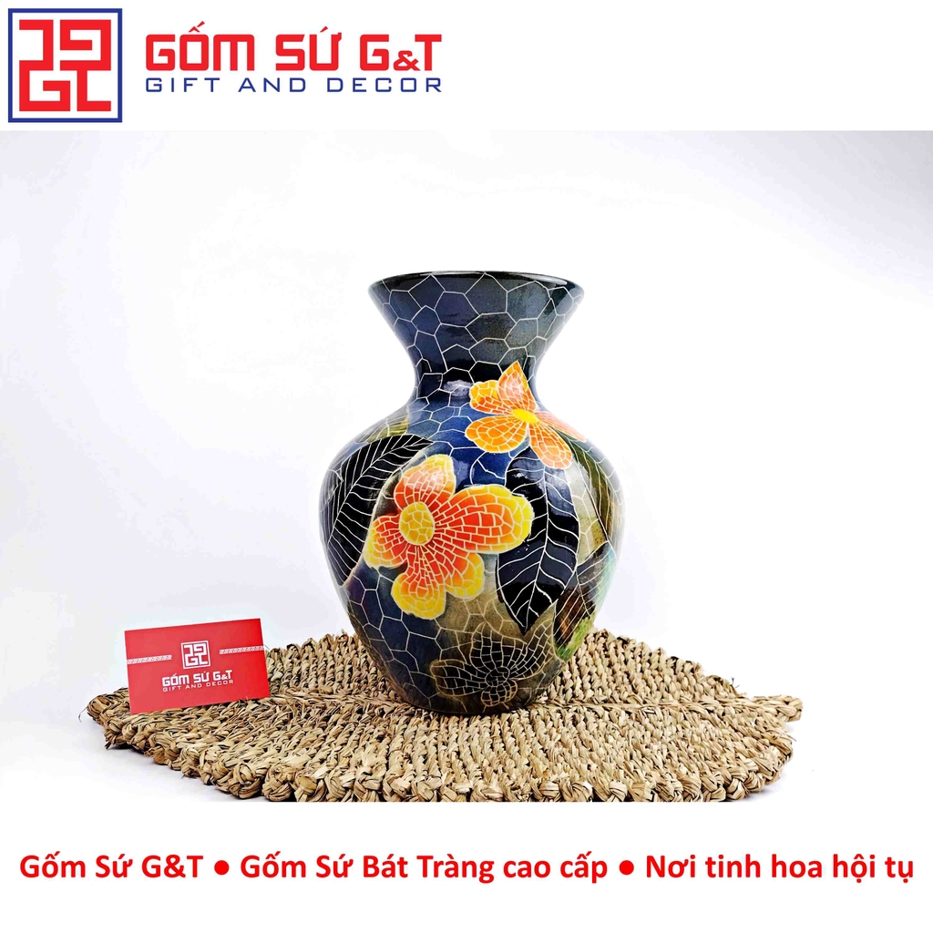Lọ hoa Mosiac hoa hướng dương miệng loe