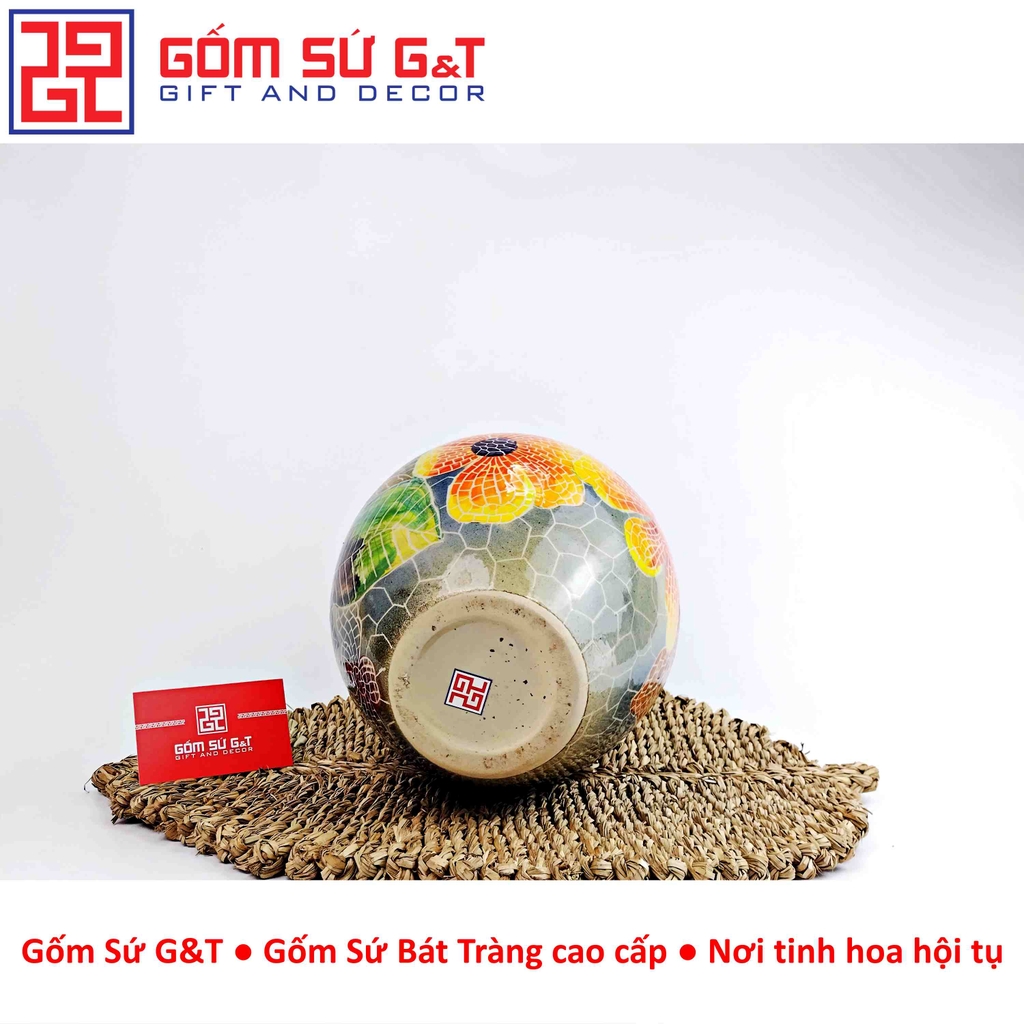 Lọ hoa Mosiac hoa hướng dương miệng loe