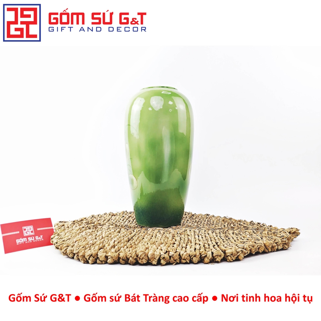 Lọ hoa dáng bom vẽ 3D sen hạc