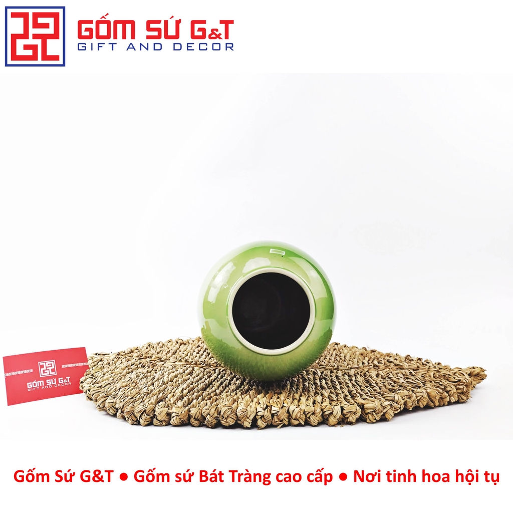 Lọ hoa dáng bom vẽ 3D sen hạc