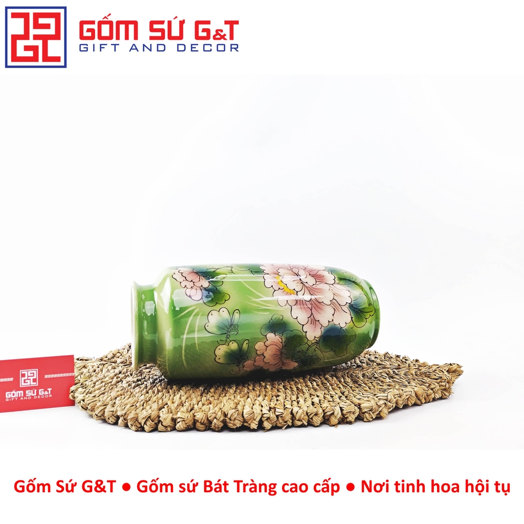 Lọ hoa dáng phích loe vẽ 3D Hoa phù dung