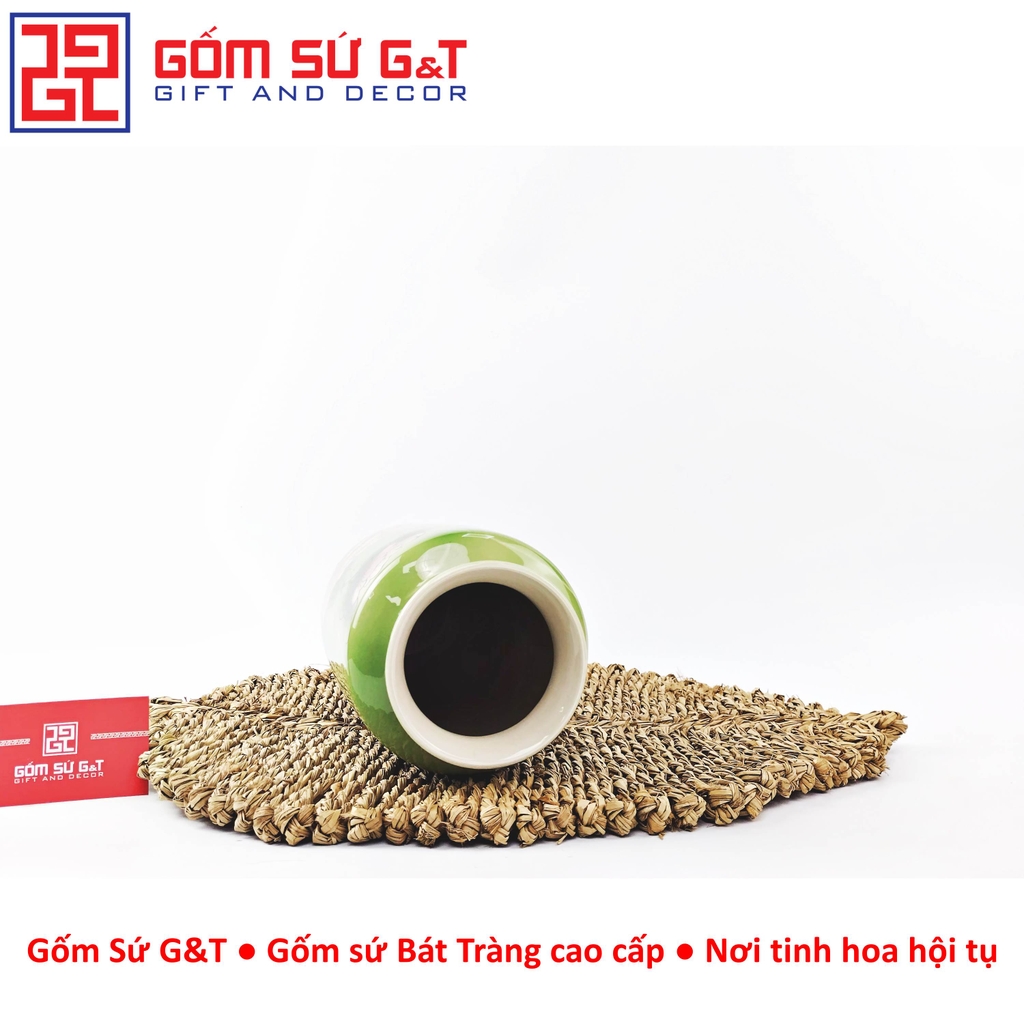 Lọ hoa dáng phích loe vẽ 3D Hoa phù dung