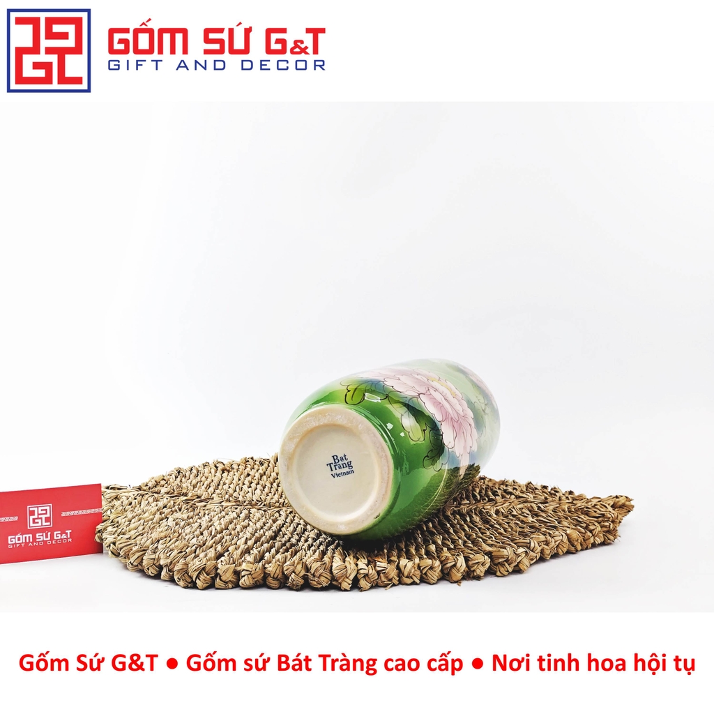 Lọ hoa dáng phích loe vẽ 3D Hoa phù dung