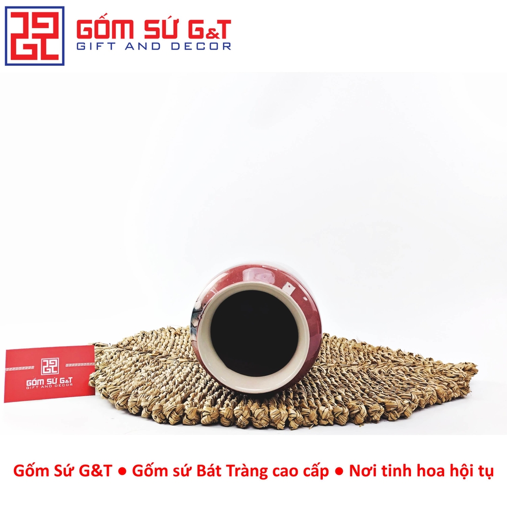 Lọ hoa dáng phích loe vẽ 3D sắc chuối bên lu