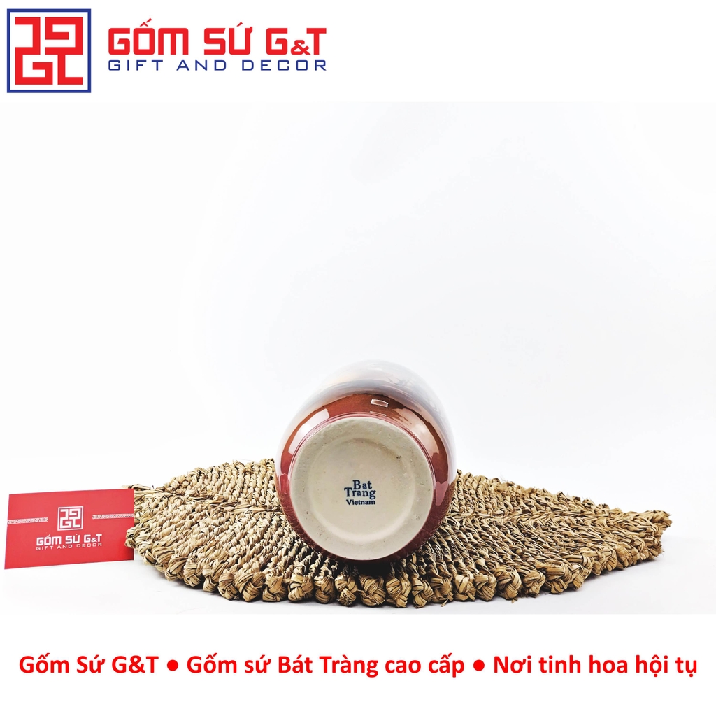 Lọ hoa dáng phích loe vẽ 3D sắc chuối bên lu