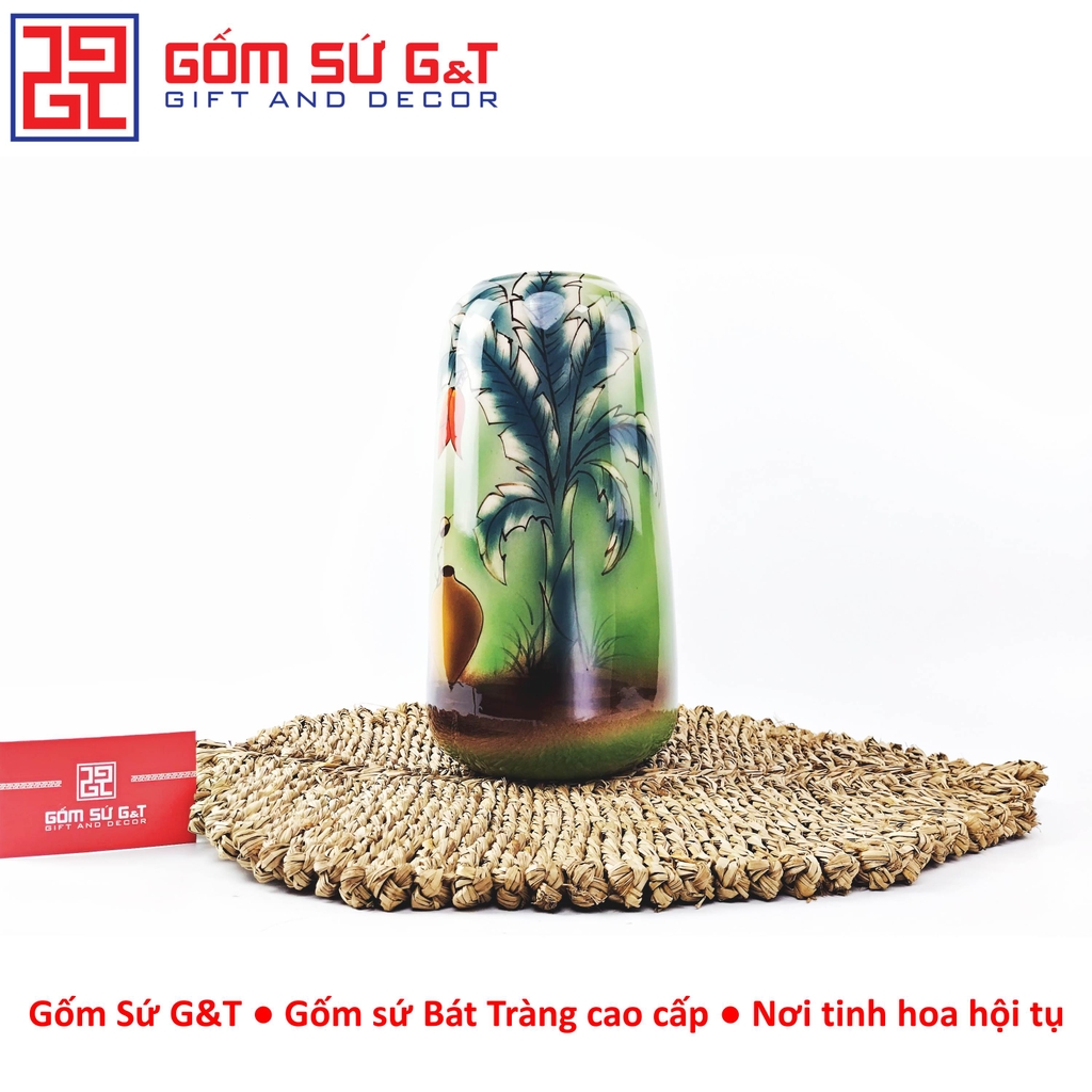 Lọ hoa dáng đu đủ vẽ 3D Sắc chuối bên lu