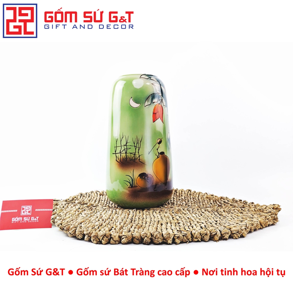 Lọ hoa dáng đu đủ vẽ 3D Sắc chuối bên lu