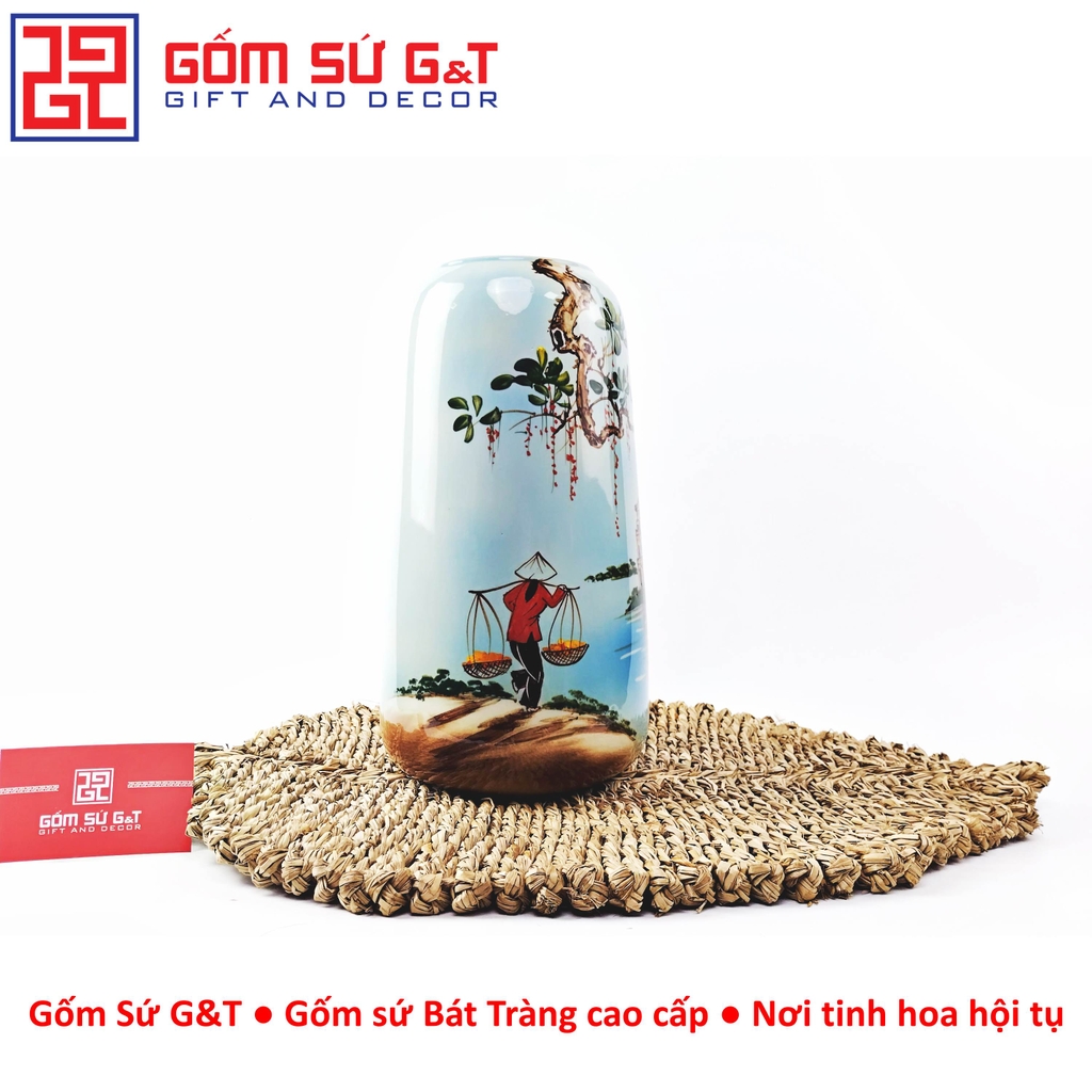 Lọ hoa dáng đu đủ vẽ 3D Hồ Gươm