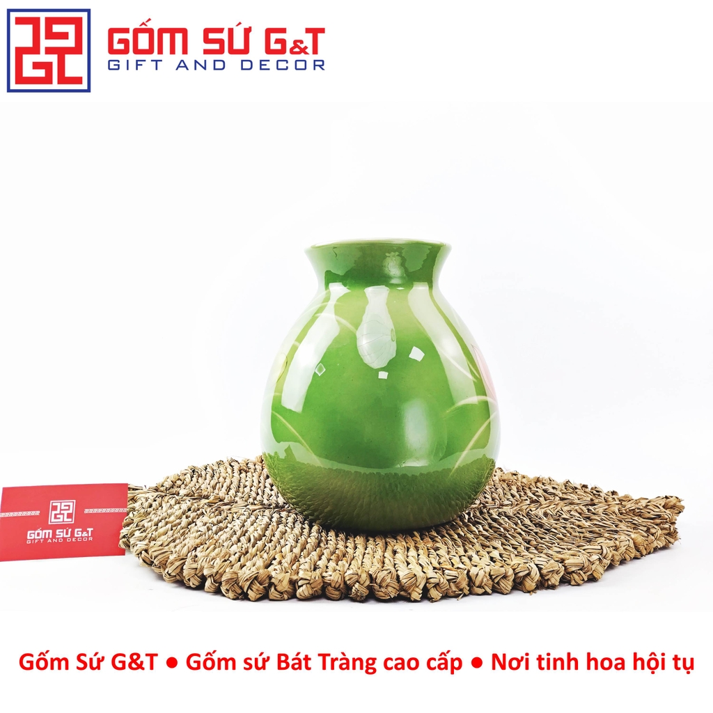 Lọ hoa dáng rọ vẽ 3D Sen phú quý