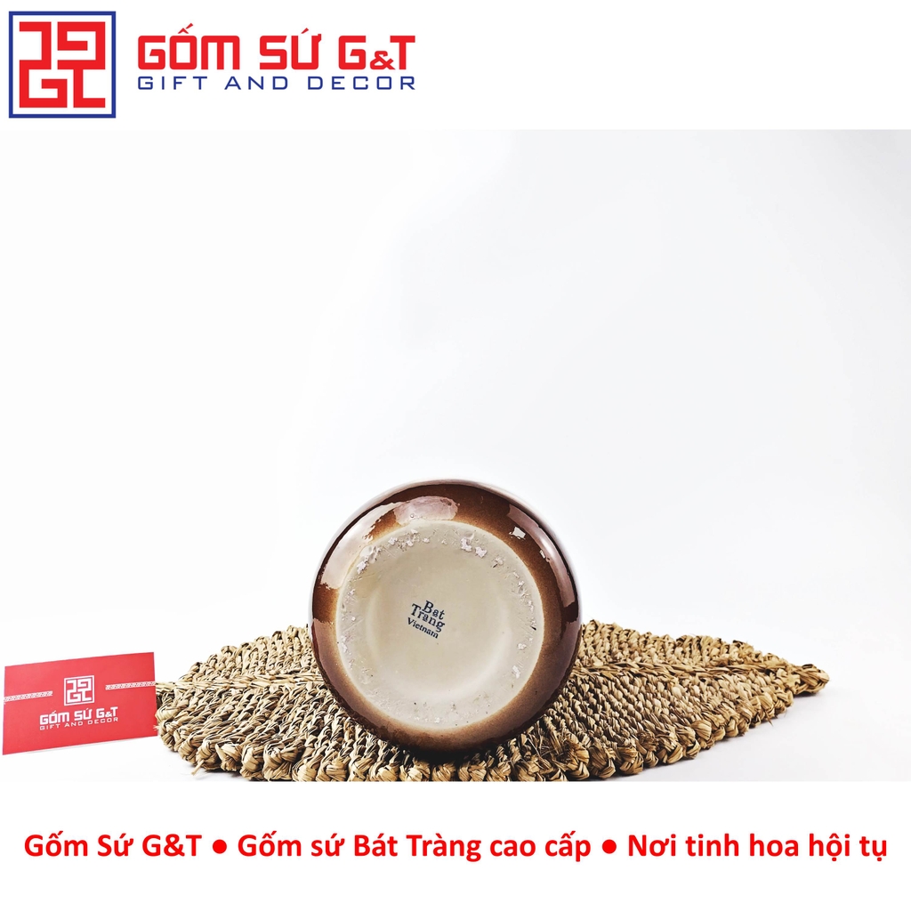 Lọ hoa dáng đu đủ vẽ gieo duyên quan họ 3D nâu trầm