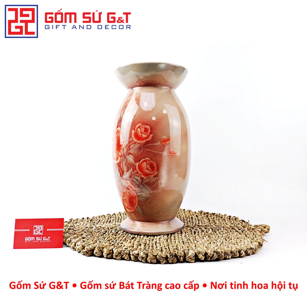 Lọ hoa vuốt tay hồng phú quý