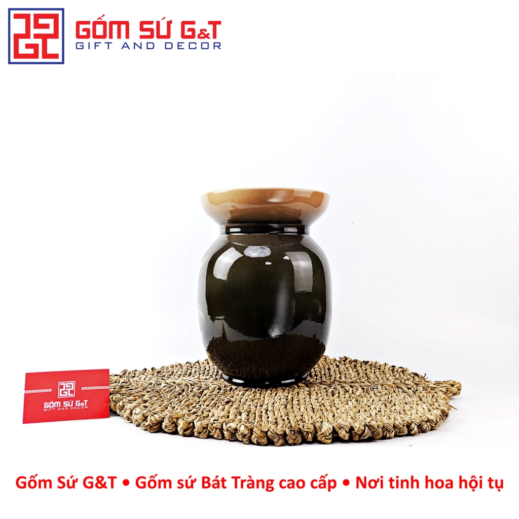 Lọ hoa vuốt tay dáng thon vẽ hoa hồng