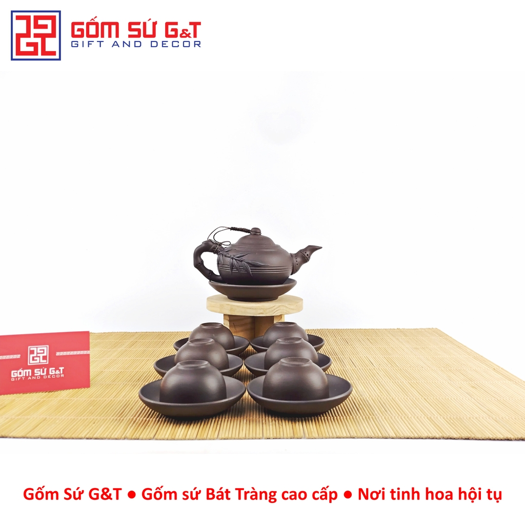 Bộ trà nhỡ đắp trúc đen