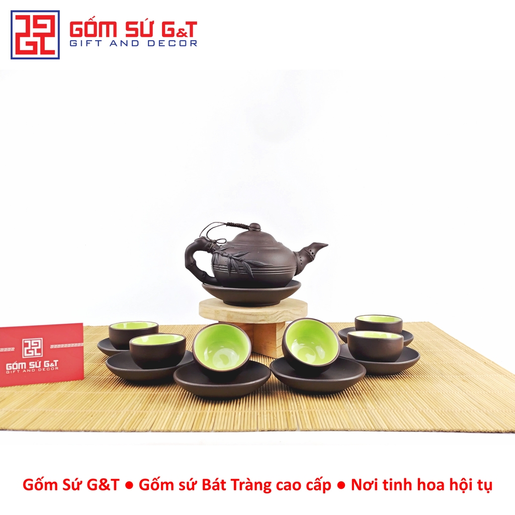 Bộ trà nhỡ đắp trúc đen
