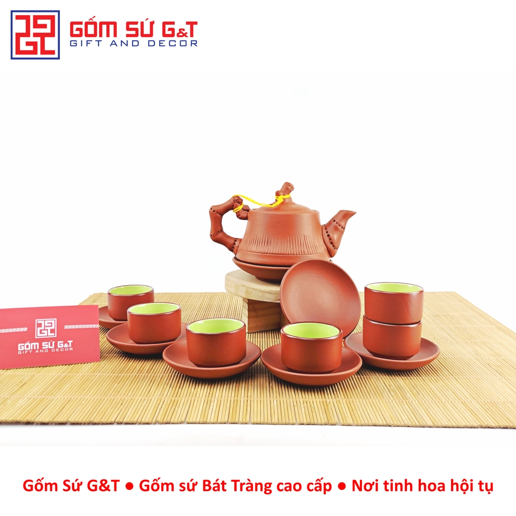 Bộ trà đỏ đắp trúc