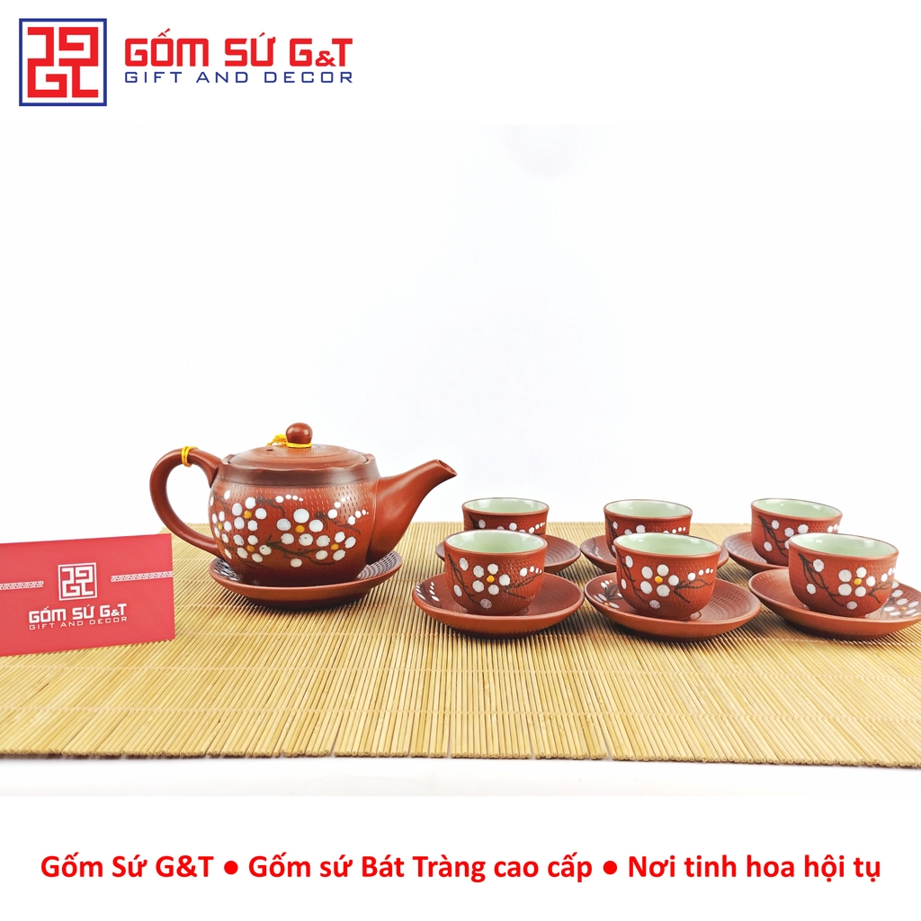 Bộ trà ganh vẽ hoa đào