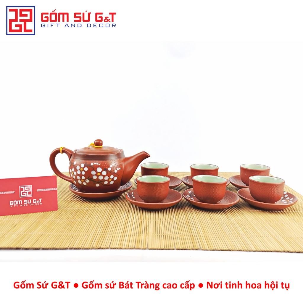 Bộ trà ganh vẽ hoa đào
