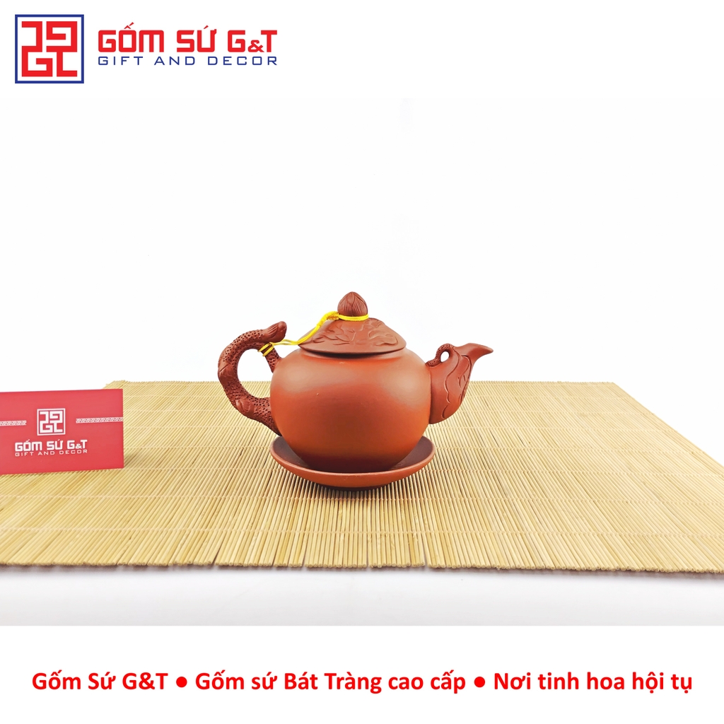 Bộ trà đỏ khắc sen