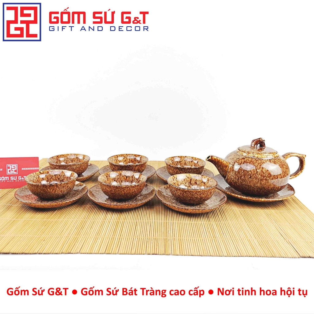 Bộ trà men hỏa biến áng quả hồng nâu