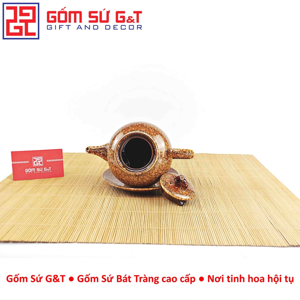 Bộ trà men hỏa biến áng quả hồng nâu