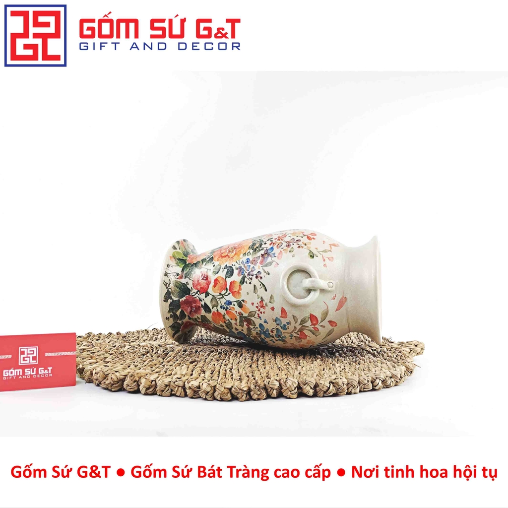 Lọ hoa vuốt tay dáng chân loe vẽ hoa cúc