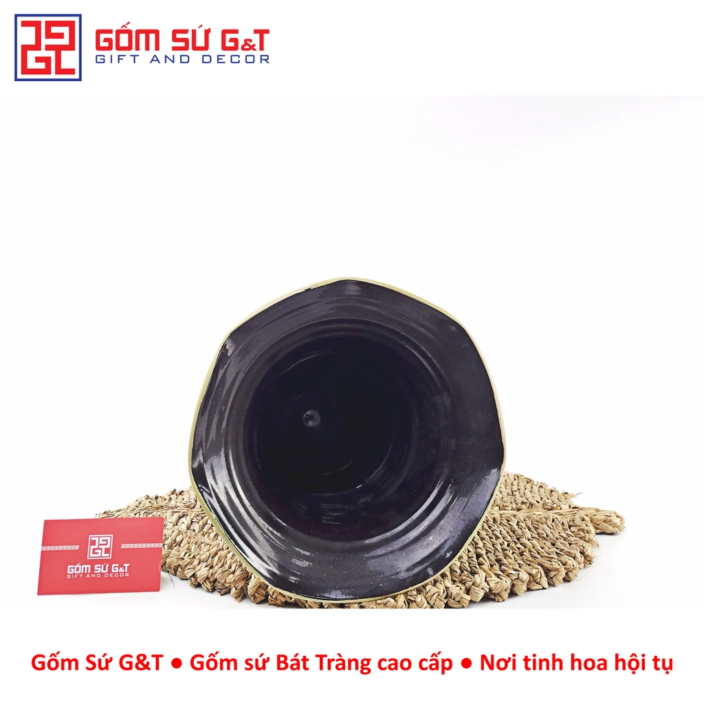 Lọ hoa vuốt tay dáng chân ly miệng lượn vẽ hoa hướng dương