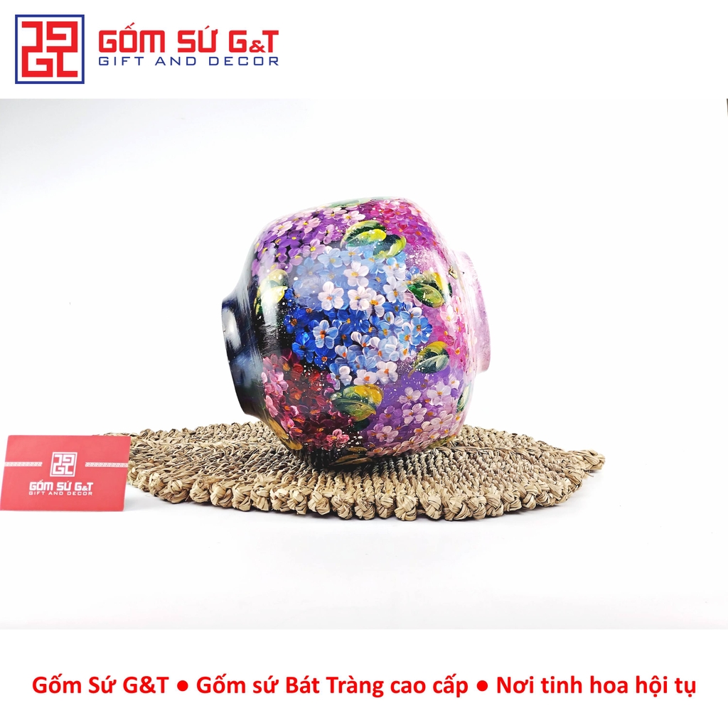 Lọ hoa vuốt tay dáng vò vẽ cẩm tú cầu