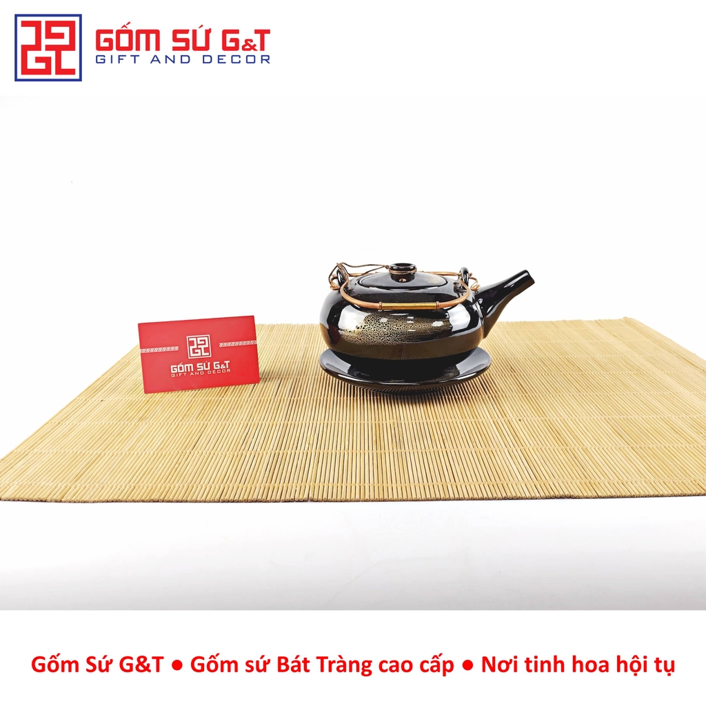 Bộ trà hỏa biến dáng Nhật lòng hoa nâu