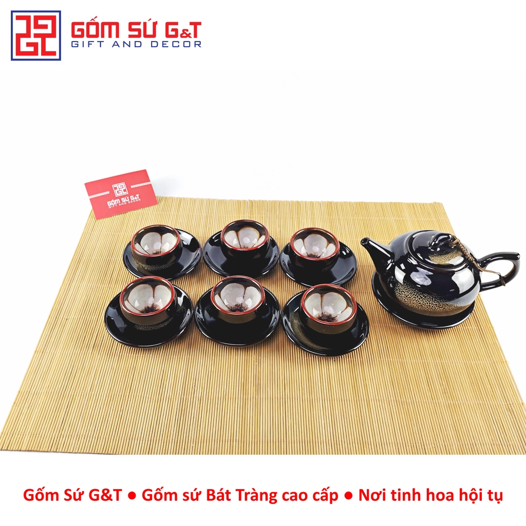 Bộ trà hỏa biến quả hồng bé lòng hoa nâu
