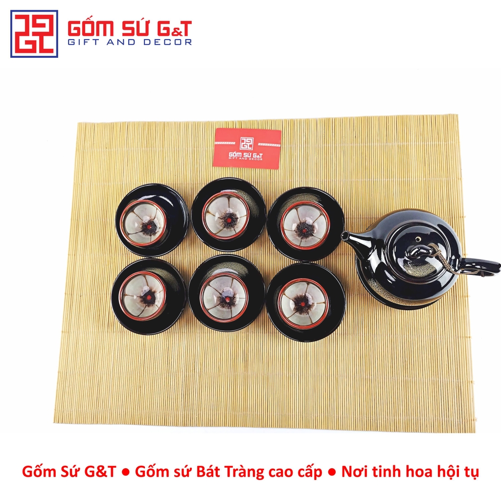 Bộ trà hỏa biến quả hồng bé lòng hoa nâu