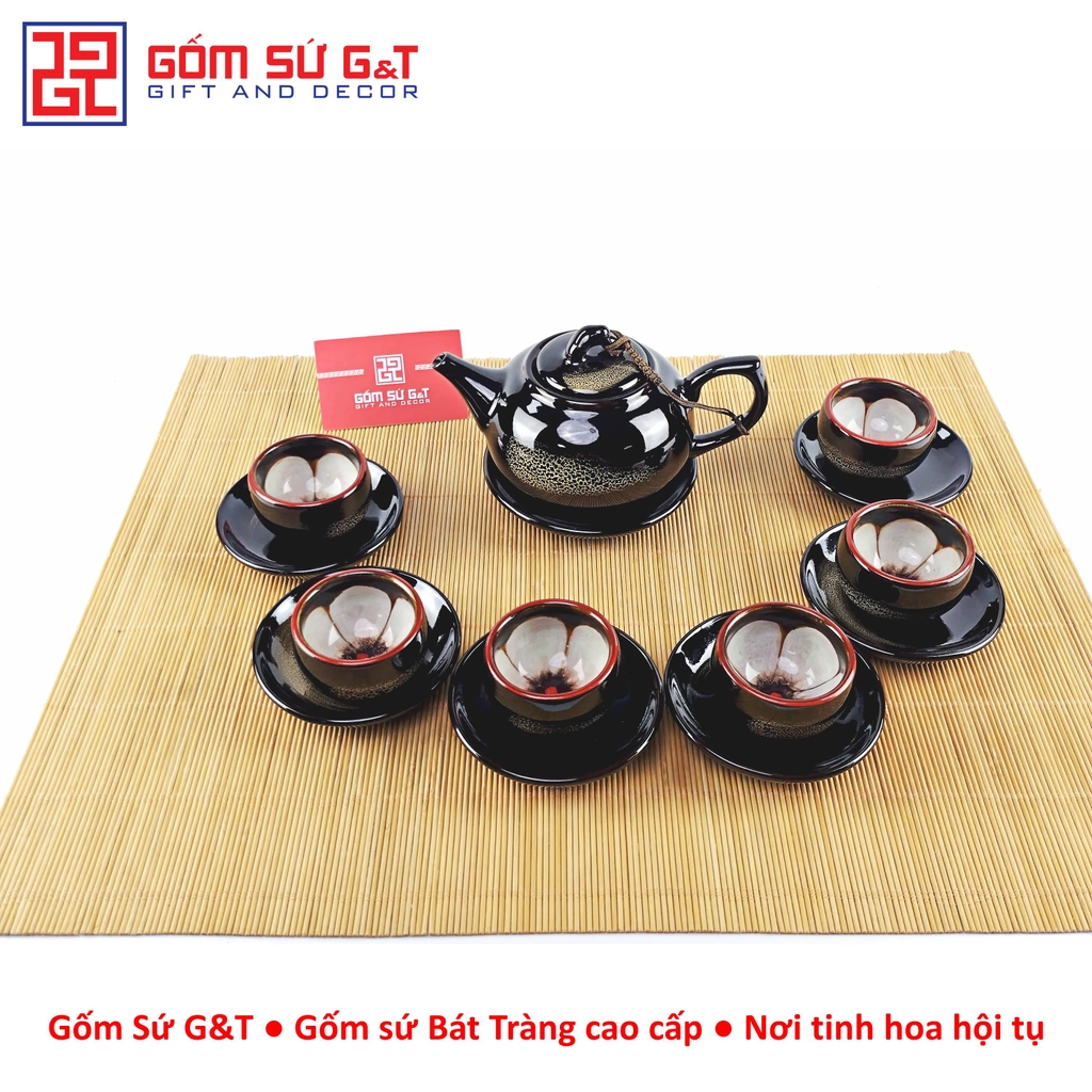 Bộ trà hỏa biến quả hồng bé lòng hoa nâu