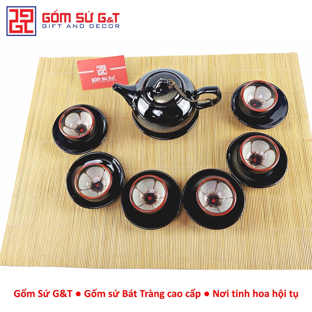 Bộ trà hỏa biến quả hồng bé lòng hoa nâu